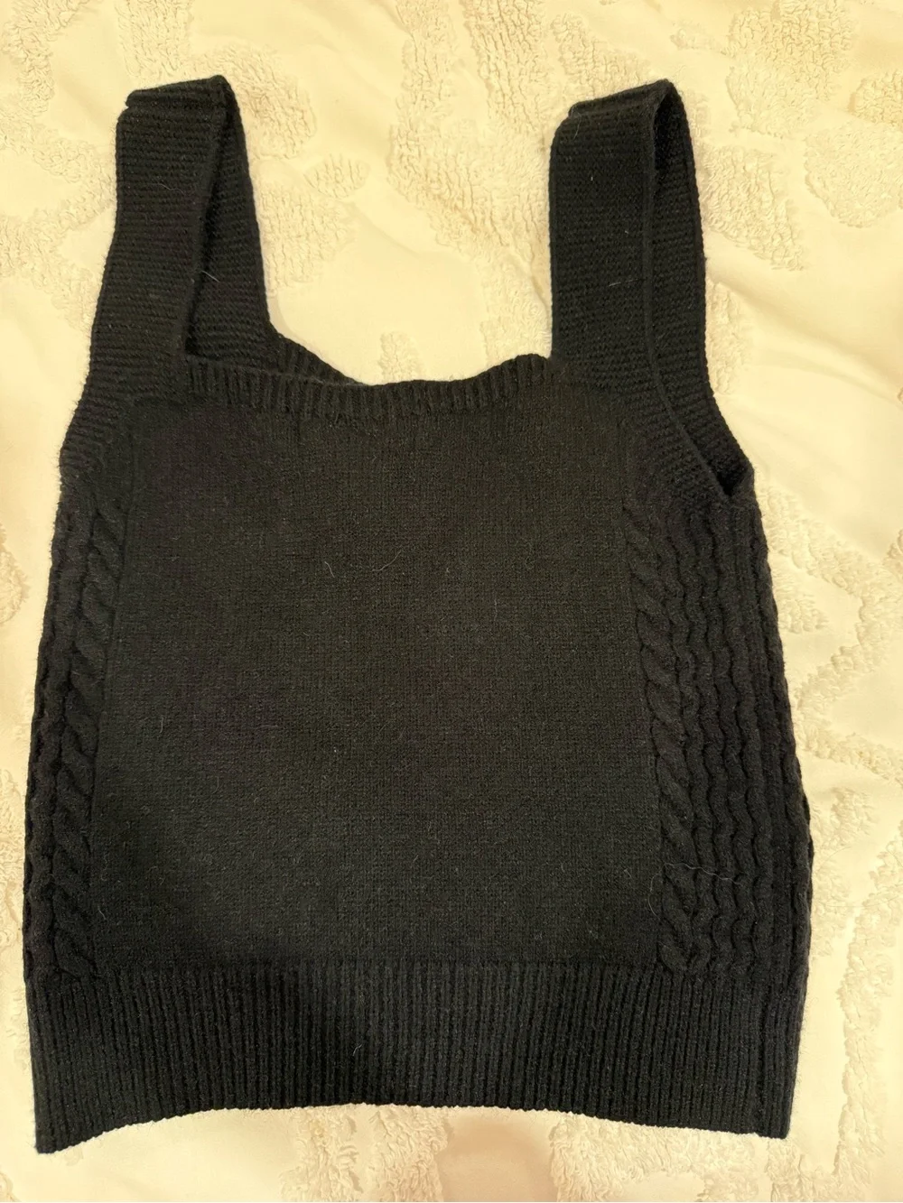 Cotton Emporium Black Cable Knit Tank